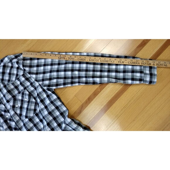 LEVIS Pearl Snap Shirt Mens XXL Plaid Buffalo Check Western Sawtooth Pockets 2XL - Picture 15 of 16